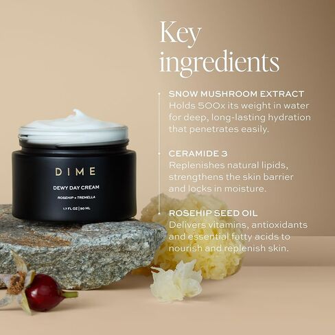 DIME Beauty Dewy Day Cream, Light moisturizer with Rosehip and Tremella Promoting Collagen and Elastin Growth, 1 Count in Saudi Arabia