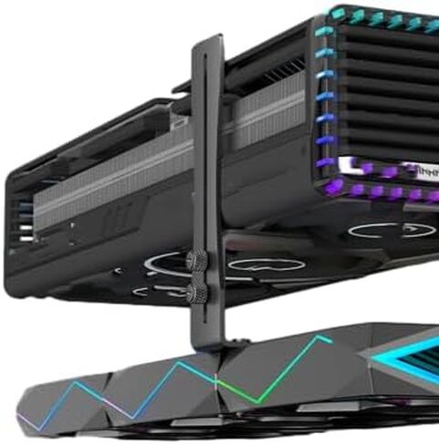 Diyeeni GPU دعم قوس، ارتفاع قابل للتعديل دعم بطاقة الرسومات الصلب، قوس قوس GPU، حامل بطاقة الفيديو، الوقوف مع امتصاص الصدمات للمروحة الصلب 125 مم (أسود) in Kuwait