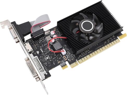 Fabater Graphics Card, 1GB DDR3 64bit PCI Express 1.1 X16 Video Card, GPU with Cooling Fan and DVI VGA for Desktop PC, Compatible with ITX and SFF Computer Cases in Kuwait