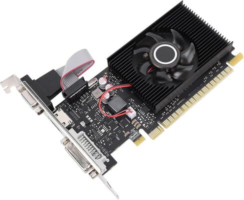 Fabater Graphics Card, 1GB DDR3 64bit PCI Express 1.1 X16 Video Card, GPU with Cooling Fan and DVI VGA for Desktop PC, Compatible with ITX and SFF Computer Cases in Kuwait