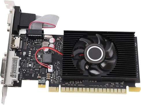 Fabater Graphics Card, 1GB DDR3 64bit PCI Express 1.1 X16 Video Card, GPU with Cooling Fan and DVI VGA for Desktop PC, Compatible with ITX and SFF Computer Cases in Kuwait