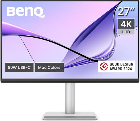 BenQ MA270U 27" 4K 3840x2160 Monitor for MacBook Pro/Air Dual USB-C Mac Color Match USB Hub Brightness & Volume Control on Mac Height & Tilt Adj Stand (Renewed) in Kuwait