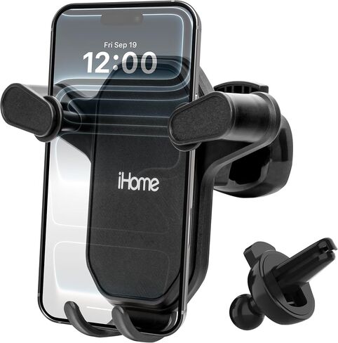حامل هاتف iHome Universal Gravity Air Vent، دوران 360 درجة، دعم قابل للتعديل، مشبك ثابت in Kuwait