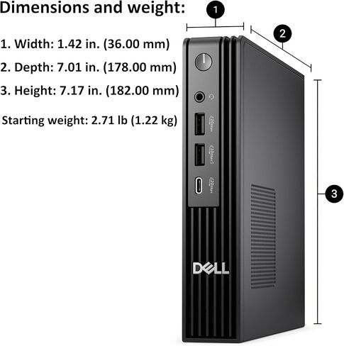 Dell Micro Mini Desktop, Next Gen OptiPlex 7000 7020 MFF, AI Copilot+ PC, Intel Ultra 5 235 (13 Tops NPU, 14 cores), 16GB DDR5, 512GB SSD, 3X DP, Bluetooth, WiFi 6, Windows 11 Pro (Renewed) in Kuwait