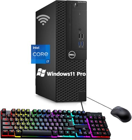 كمبيوتر مكتبي Dell Optiplex 5050 SFF، Intel Core i7-7700 (3.6 جيجا هرتز-4.20 جيجا هرتز)، ذاكرة الوصول العشوائي 8 جيجا، 256 جيجا SSD، لوحة مفاتيح وماوس، USB، بلوتوث، واي فاي، HDMI، Windows 11 Pro (متجدد) in Kuwait