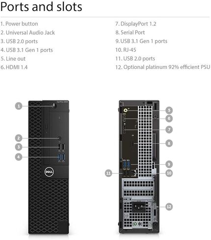 كمبيوتر مكتبي Dell Optiplex 5050 SFF، Intel Core i7-7700 (3.6 جيجا هرتز-4.20 جيجا هرتز)، ذاكرة الوصول العشوائي 8 جيجا، 256 جيجا SSD، لوحة مفاتيح وماوس، USB، بلوتوث، واي فاي، HDMI، Windows 11 Pro (متجدد) in Kuwait