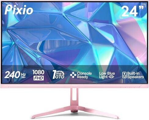 Pixio PX249 Wave Pink 24 inch 240Hz Refresh Rate FHD 1080p Resolution Fast IPS Panel 1ms GTG Response Time Built-in Speakers Gaming Monitor with Adaptive Sync in Kuwait