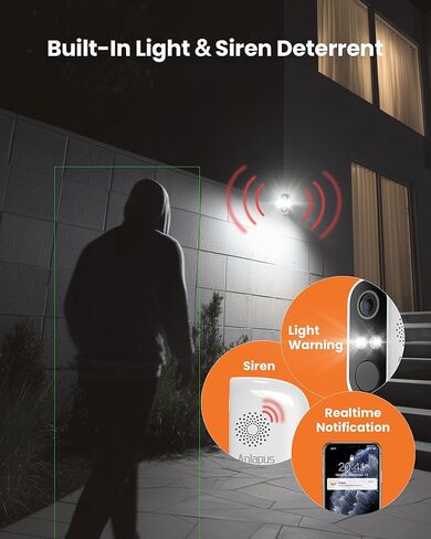Anlapus 2 x 3MP 2K WiFi6 كاميرات أمنية داخلية و4 x 360 درجة كاميرا خارجية قابلة للإمالة، مكون إضافي، اكتشاف الإنسان/المركبة بالذكاء الاصطناعي، رؤية ليلية ملونة، إنذار صفارة الإنذار الضوئي، محادثة ثنائية الاتجاه، تسجيل 24/7 in Kuwait