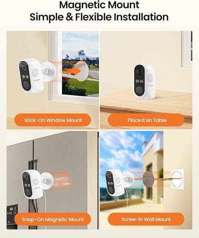 Anlapus 2 x 3MP 2K WiFi6 كاميرات أمنية داخلية و4 x 360 درجة كاميرا خارجية قابلة للإمالة، مكون إضافي، اكتشاف الإنسان/المركبة بالذكاء الاصطناعي، رؤية ليلية ملونة، إنذار صفارة الإنذار الضوئي، محادثة ثنائية الاتجاه، تسجيل 24/7 in Kuwait