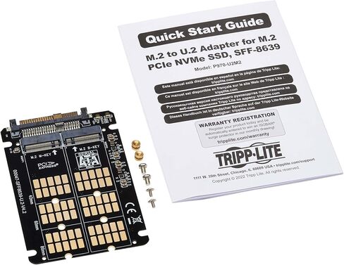 محول Tripp Lite U.2 إلى M.2 لـ M.2 PCIe 3.0 NVMe SSD، SFF-8639، متوافق مع الإصدارات السابقة مع PCIe 2.0 و1.0، يدعم B+M Key SATA وM-Key SSDs بأحجام 2242 2260 و2280، ضمان لمدة عام (P970-U2M2) in Kuwait
