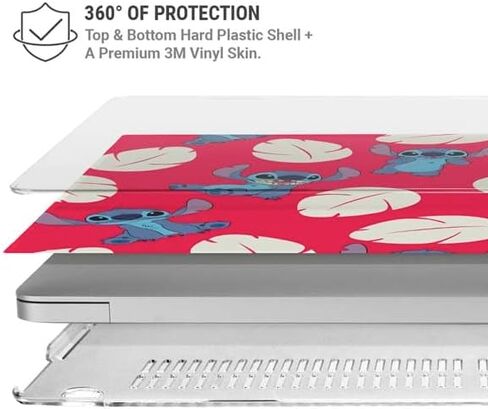 حقيبة كمبيوتر محمول Skinit Plus متوافقة مع جهاز MacBook Air 15in (2023) - تصميم نمط شخصيات Disney Lilo and Stitch المرخص رسميًا in Kuwait