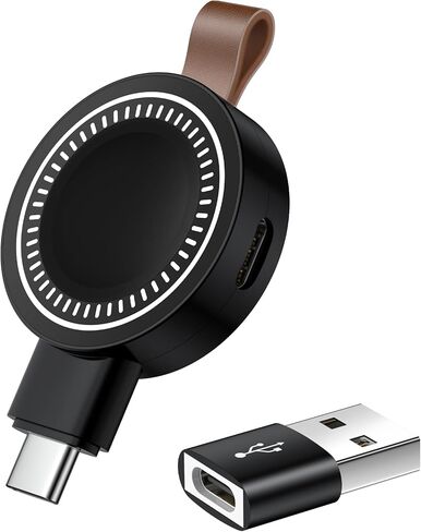 شاحن USB C Apple Watch 11 للسيارة، شاحن iWatch اللاسلكي المغناطيسي المحمول شحن سريع مع محول USB-A لسلسلة Applewatch Ultra3/Ultra/SE3/SE2/SE/10/9/8/7/6/5/4/3/2، شاحن Magsafe iWatch in Kuwait