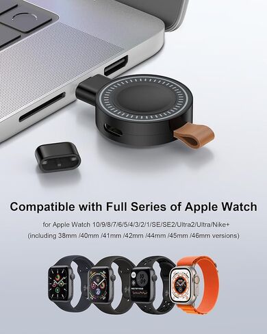 شاحن USB C Apple Watch 11 للسيارة، شاحن iWatch اللاسلكي المغناطيسي المحمول شحن سريع مع محول USB-A لسلسلة Applewatch Ultra3/Ultra/SE3/SE2/SE/10/9/8/7/6/5/4/3/2، شاحن Magsafe iWatch in Kuwait