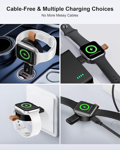 شاحن USB C Apple Watch 11 للسيارة، شاحن iWatch اللاسلكي المغناطيسي المحمول شحن سريع مع محول USB-A لسلسلة Applewatch Ultra3/Ultra/SE3/SE2/SE/10/9/8/7/6/5/4/3/2، شاحن Magsafe iWatch in Kuwait