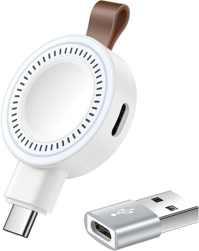 شاحن USB C Apple Watch 11 للسيارة، شاحن iWatch اللاسلكي المغناطيسي المحمول شحن سريع مع محول USB-A لسلسلة Applewatch Ultra3/Ultra/SE3/SE2/SE/10/9/8/7/6/5/4/3/2، شاحن Magsafe iWatch in Kuwait