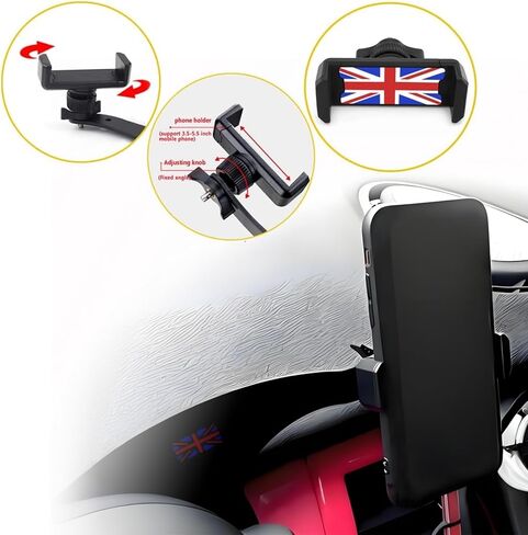 Car Mobile Phone Holder Bracket for Mini Cooper R55 Clubman R56 Hatchback R57 R58 R59 2006-2015 Compatible with 63-88mm Phone Mount Support with Cradle Rotatable Clip (Grey) in Saudi Arabia
