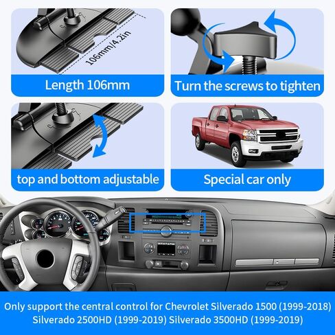 حامل هاتف السيارة لسيارة Chevy شيفروليه سيلفرادو 1500 1999-2018، Silverado 2500HD 1999-2019،3500HD 1999-2019 ملحقات السيارات الداخلية حافظة الهاتف المحمول 【لا تناسب وحدة التحكم المركزية بدون مشغل أقراص مضغوطة】 in Kuwait