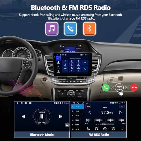4G+128G Car Stereo for 2016 2017 Honda Accord 9th Radio (for Full Screen), Wireless CarPlay Android Auto, 10 Inch in-Cell 1280 * 720 Touch Screen Head Unit with GPS Bluetooth FM WiFi Backup Camera in Kuwait