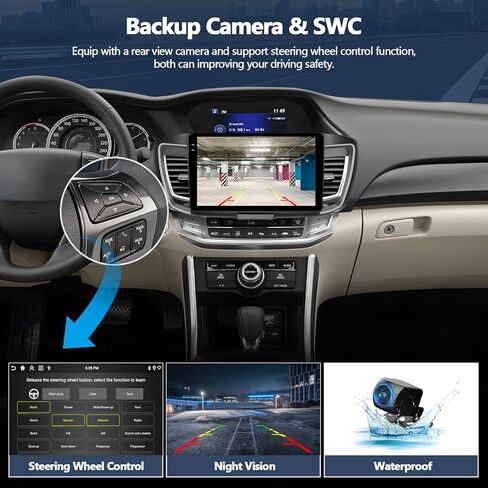 4G+128G Car Stereo for 2016 2017 Honda Accord 9th Radio (for Full Screen), Wireless CarPlay Android Auto, 10 Inch in-Cell 1280 * 720 Touch Screen Head Unit with GPS Bluetooth FM WiFi Backup Camera in Kuwait