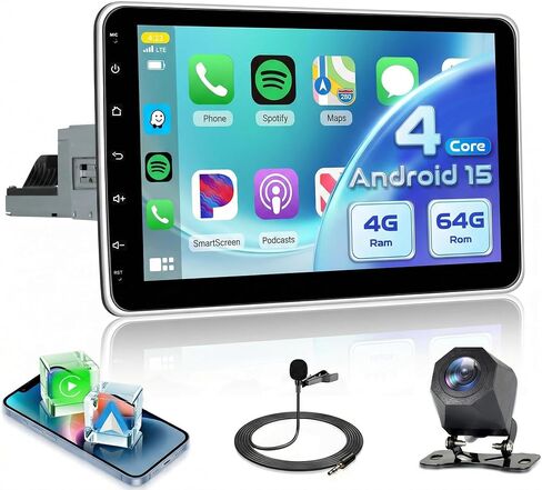 4G+64G Android Single Din Car Stereo, Wireless Carplay Android Auto, 5GWiFi GPS, 1 Din 7 inch Touch Screen Stereo Bluetooth Radio, Backup Camera, FM RDS USB, Type-C Charging in Saudi Arabia
