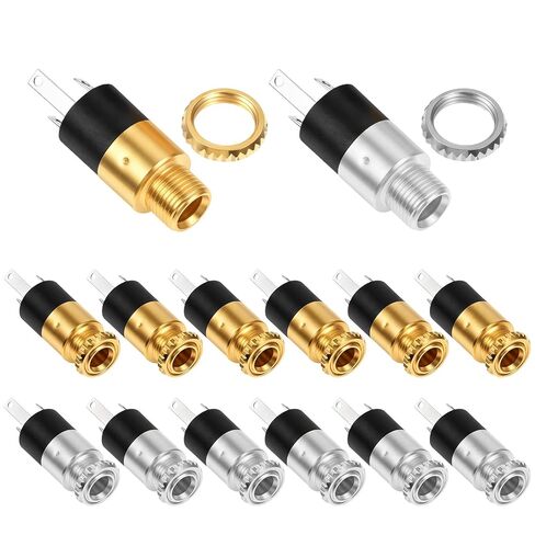 12 PCS 3.5mm Female Headphone Stereo Audio Jack, Stereo Panel Mount Jack Connector Gold Plated, 0.63 Inch Metal Audio Jacks in Kuwait