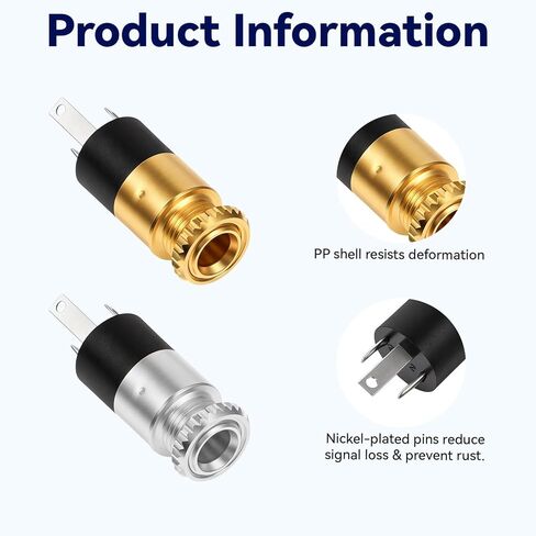 12 PCS 3.5mm Female Headphone Stereo Audio Jack, Stereo Panel Mount Jack Connector Gold Plated, 0.63 Inch Metal Audio Jacks in Kuwait