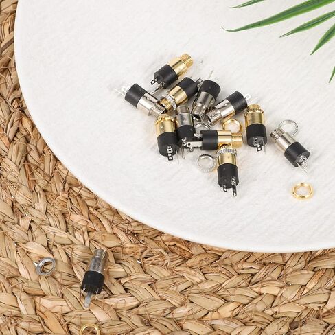 12 PCS 3.5mm Female Headphone Stereo Audio Jack, Stereo Panel Mount Jack Connector Gold Plated, 0.63 Inch Metal Audio Jacks in Kuwait