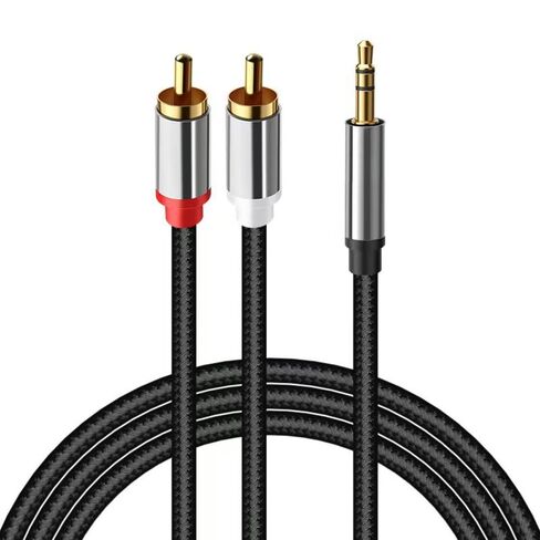 كابل 1.2 متر 3.5 ملم إلى RCA، محول صوت Y Splitter - مجدول من النايلون - متوافق مع iPhone، والهواتف الذكية، وMP3، والأجهزة اللوحية، ومكبرات الصوت، والمسرح المنزلي in Kuwait