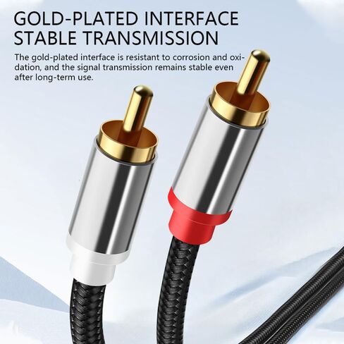 كابل 1.2 متر 3.5 ملم إلى RCA، محول صوت Y Splitter - مجدول من النايلون - متوافق مع iPhone، والهواتف الذكية، وMP3، والأجهزة اللوحية، ومكبرات الصوت، والمسرح المنزلي in Kuwait