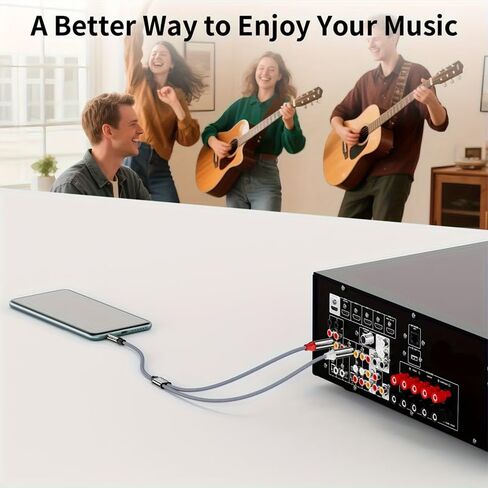كابل 1.2 متر 3.5 ملم إلى RCA، محول صوت Y Splitter - مجدول من النايلون - متوافق مع iPhone، والهواتف الذكية، وMP3، والأجهزة اللوحية، ومكبرات الصوت، والمسرح المنزلي in Kuwait