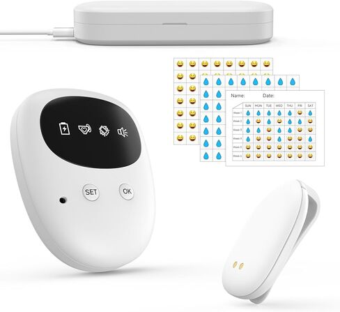US-Patented Wireless Pee Alarm for Boys & Girls, High Sensitivity Sensor for Deep Sleepers, USB-C Rechargeable, 3 Modes (Vibration/Sound/Combo), Split Sensor (787in), Portable Case, 20-Day Use（White） in Saudi Arabia