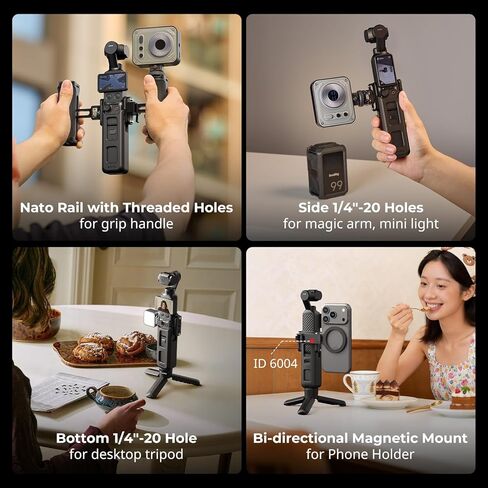 SMALLRIG Expansion Adapter Cage for DJI Osmo Pocket 4/3, for Xtra Muse Accessories with Bidirectional Magnetic Mount for Action 6 Adapter, 1/4"-20 Locating Holes, NATO Rail for Side Handle - 6006 in Kuwait