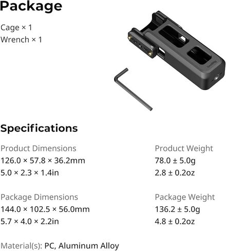 SMALLRIG Expansion Adapter Cage for DJI Osmo Pocket 4/3, for Xtra Muse Accessories with Bidirectional Magnetic Mount for Action 6 Adapter, 1/4"-20 Locating Holes, NATO Rail for Side Handle - 6006 in Kuwait