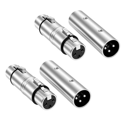 4 Pcs XLR Adapter, 2 Male to Male & 2 Female to Female Couplers, XLR Turnaround Adapter Suitable for Microphone Mixer and Speaker Silver Musical Instruments Accessories in Kuwait