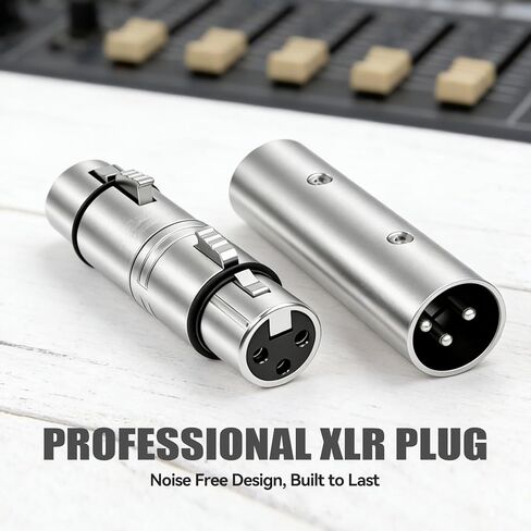 4 Pcs XLR Adapter, 2 Male to Male & 2 Female to Female Couplers, XLR Turnaround Adapter Suitable for Microphone Mixer and Speaker Silver Musical Instruments Accessories in Kuwait