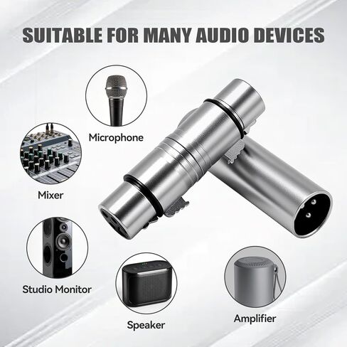 4 Pcs XLR Adapter, 2 Male to Male & 2 Female to Female Couplers, XLR Turnaround Adapter Suitable for Microphone Mixer and Speaker Silver Musical Instruments Accessories in Kuwait
