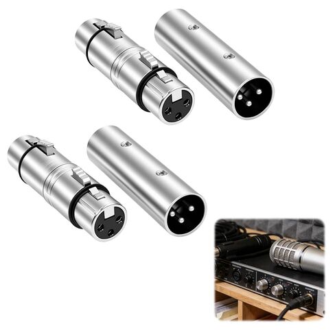 4 Pcs XLR Adapter, 2 Male to Male & 2 Female to Female Couplers, XLR Turnaround Adapter Suitable for Microphone Mixer and Speaker Silver Musical Instruments Accessories in Kuwait
