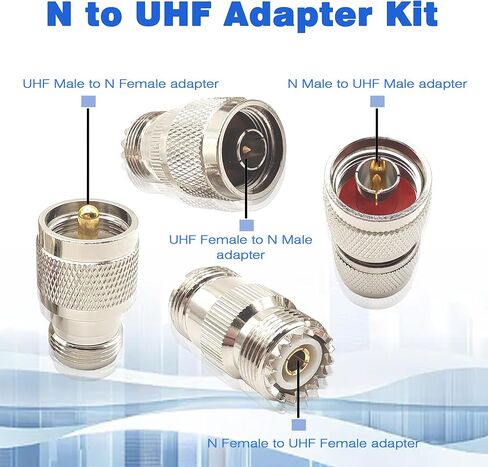 N to UHF Adapter Kit N Type to PL259 Male Female for CB Ham Radio 4pcs in Kuwait