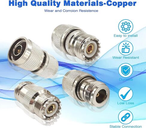 N to UHF Adapter Kit N Type to PL259 Male Female for CB Ham Radio 4pcs in Kuwait