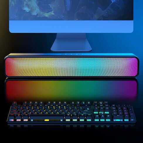 مكبرات صوت صغيرة محمولة بصوت ستيريو ثلاثي الأبعاد تعمل بمنفذ USB مع مضخم صوت RGB ومكبر صوت لاسلكي متوافق مع البلوتوث ومكبر صوت مزدوج عالي الصوت للكمبيوتر الشخصي in Kuwait