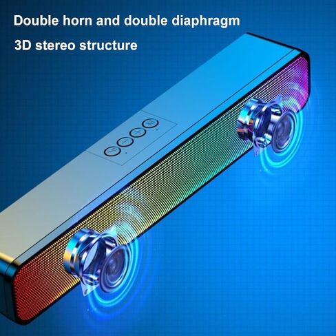مكبرات صوت صغيرة محمولة بصوت ستيريو ثلاثي الأبعاد تعمل بمنفذ USB مع مضخم صوت RGB ومكبر صوت لاسلكي متوافق مع البلوتوث ومكبر صوت مزدوج عالي الصوت للكمبيوتر الشخصي in Kuwait
