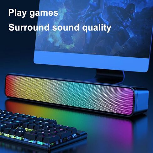 مكبرات صوت صغيرة محمولة بصوت ستيريو ثلاثي الأبعاد تعمل بمنفذ USB مع مضخم صوت RGB ومكبر صوت لاسلكي متوافق مع البلوتوث ومكبر صوت مزدوج عالي الصوت للكمبيوتر الشخصي in Kuwait