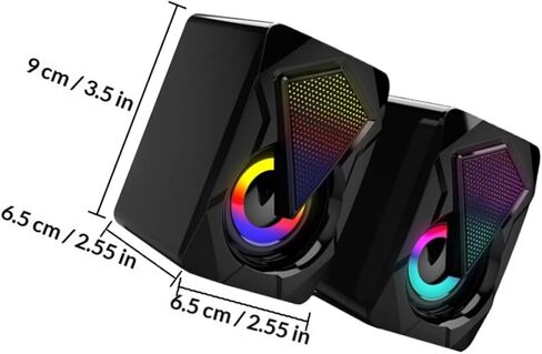 Homoyoyo USB Computer Speakers 1 Pair Mini Wired High Volume Music Speakers for Desktop Laptop Office Gaming with RGB Light, Portable Sound Box Compatible with Dc5v Power Random Style in Kuwait