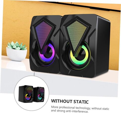 Homoyoyo USB Computer Speakers 1 Pair Mini Wired High Volume Music Speakers for Desktop Laptop Office Gaming with RGB Light, Portable Sound Box Compatible with Dc5v Power Random Style in Kuwait