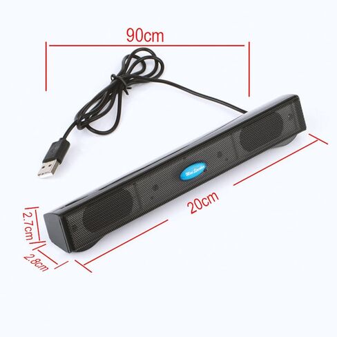 مكبر صوت للكمبيوتر مزود بمنفذ USB سلكي ومضخم صوت ومشبك صوت نحيف ومشبك محمول للكمبيوتر المحمول وسطح المكتب مناسب للمنزل والمكتب والسفر، أسود in Kuwait