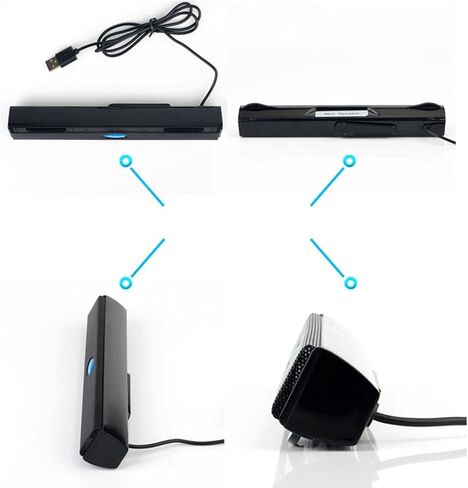 مكبر صوت للكمبيوتر مزود بمنفذ USB سلكي ومضخم صوت ومشبك صوت نحيف ومشبك محمول للكمبيوتر المحمول وسطح المكتب مناسب للمنزل والمكتب والسفر، أسود in Kuwait