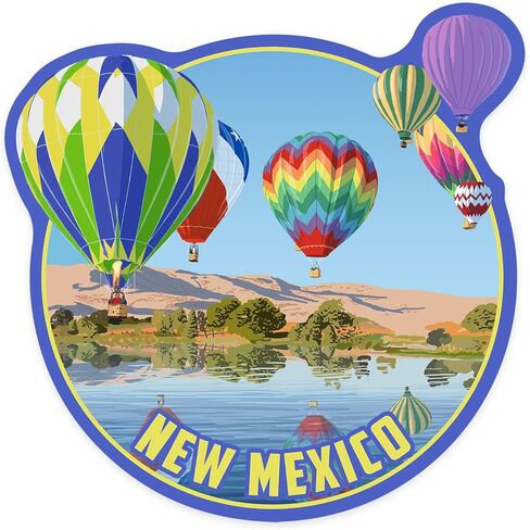 Die Cut Sticker New Mexico, Hot Air Balloons, Vinyl Sticker, (Waterproof Decal for Cars, Water Bottles, Laptops, Coolers), Large in Saudi Arabia