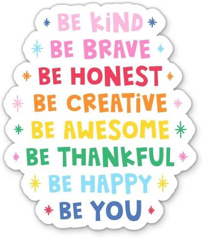ملصقات Be Kind Be Brave - عبوتان - فينيل مقاوم للماء للسيارة والهاتف وزجاجة المياه والكمبيوتر المحمول - ملصقات اقتباس ملهمة Be You Positivity (عبوتان) in Kuwait