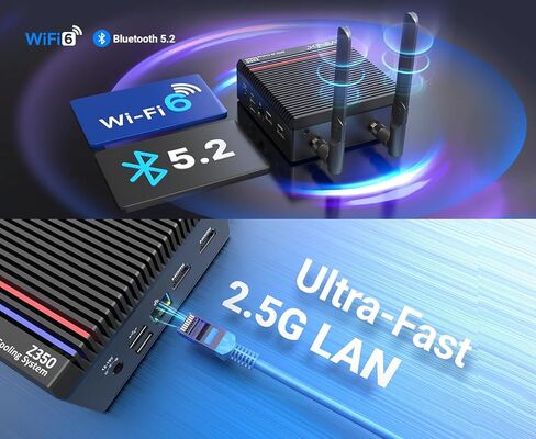 كمبيوتر MINIX NEO Z350-0dB صغير بدون مروحة، Intel Core i3-N350 16GB DDR4، 512GB SSD Windows 11 Pro كمبيوتر مكتبي 4K 60 هرتز 2.5G LAN/USB3.2/WiFi6/BT5.2 يدعم العرض المزدوج in Kuwait