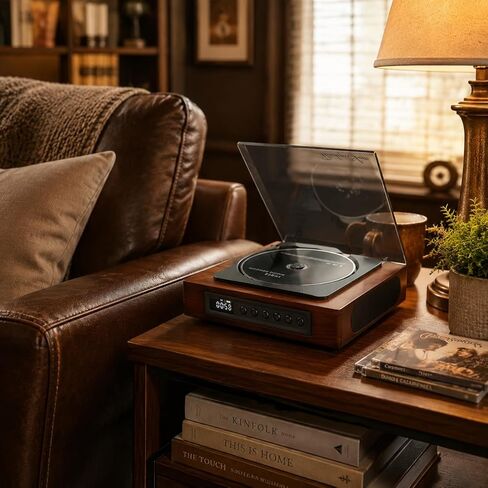 مشغل أقراص مضغوطة محمول DVP-560 مع بلوتوث، ومكبرات صوت مزدوجة مدمجة، وتصميم خشبي قديم، وبطارية قابلة لإعادة الشحن، ومخرج SPDIF، ومشغل أقراص مضغوطة مدمج لديكور المنزل، هدية مثالية in Kuwait